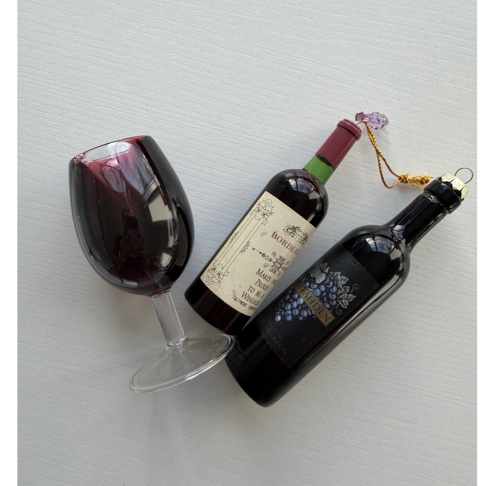 Christmas tree ornaments Wine Bottle and Glass Set Hans Fahden l